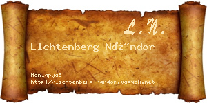 Lichtenberg Nándor névjegykártya